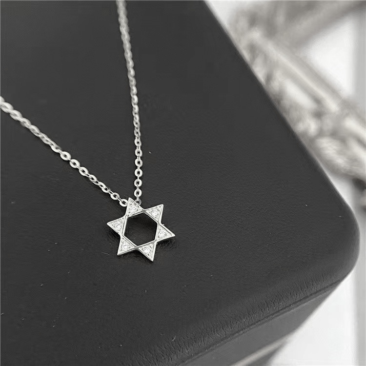 Hexagonal Star Pattern All Seasons Season 925 Sterling Silver Cable Chain Hexagonal Star Pendant Necklace