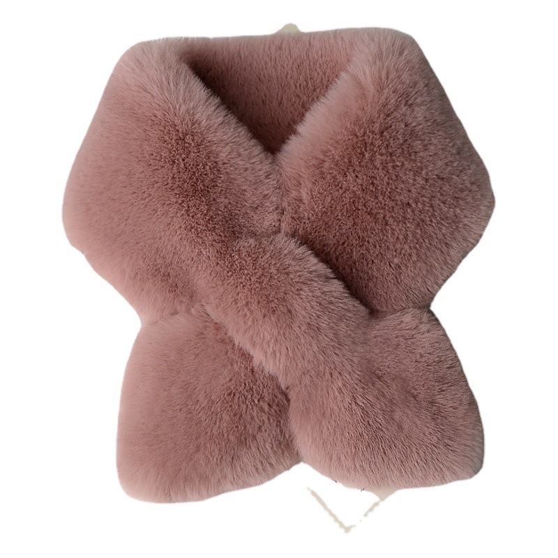 Bufanda de felpa mujer engrosada invierno cálido nuevo babero de doble cara imitación piel de conejo rex cuello protección coreano unisex