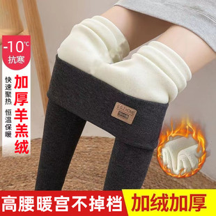 秋冬新款特厚加绒打底裤女外穿高腰弹力大码云朵羊羔绒防寒保暖裤-阿里巴巴