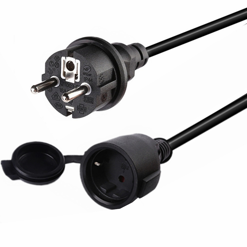 供应欧规品字尾电源线 欧式三插头欧标欧洲电源线防水插头延长线