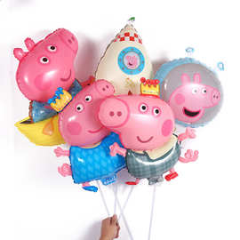 新年款儿童手持卡通玩具异形铝膜夹片气球大号充气铃铛带杆款气球