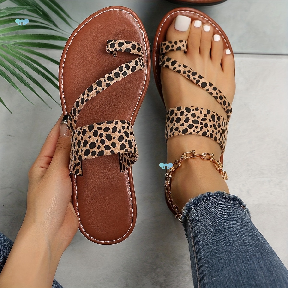 Leopard Print Flat Slides Women's Leopard Print Flat Zapatillas planas