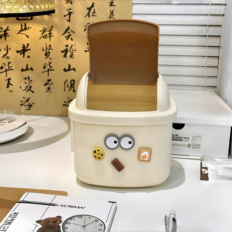 Cartoon Desktop Trash Can Cute Household Small Toilet Bathroom Storage Barrel High Color Value Car Mini Trash