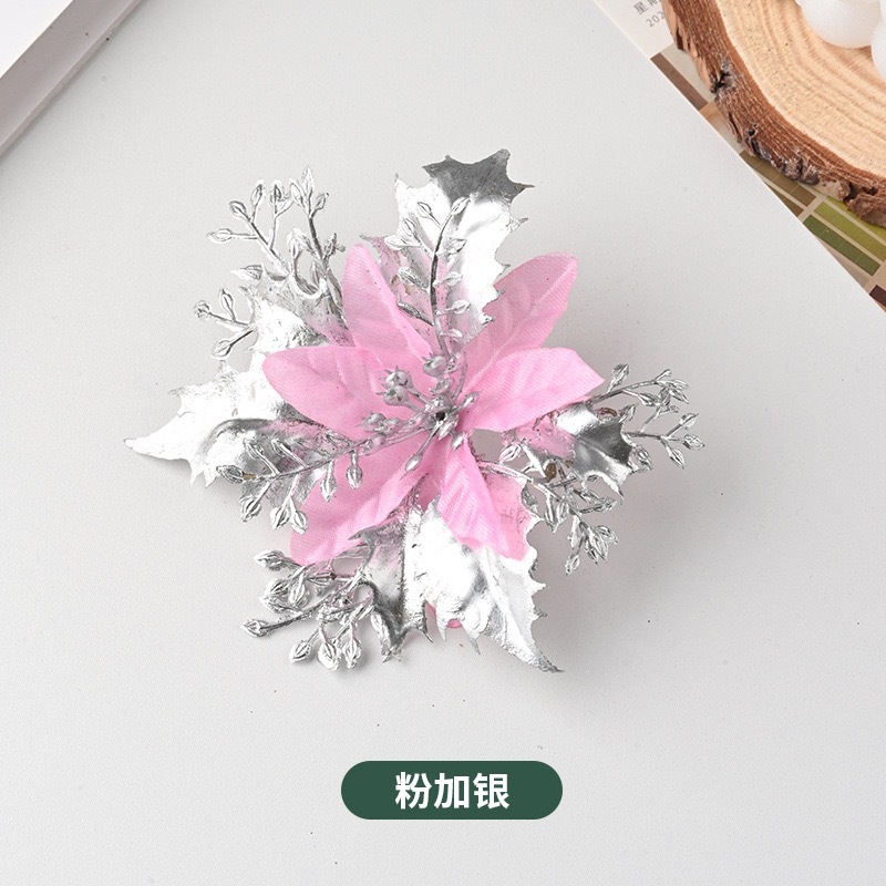 Decoración de Navidad flor de imitación de flores de polvo de oro accesorios de guirlanda de nieve multicolor opcional 12cm decoración de vacaciones image 9