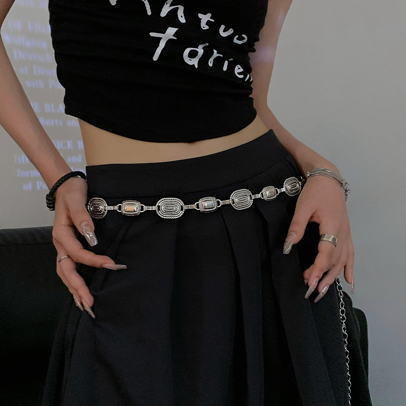 銀色の金属の腰の鎖の女性の復古のボヘミアンの百合の装飾のワンピースのスカートのファッションの高級感のベルトの装飾|undefined