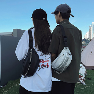 New Chain Chest Bag College Student Mobile Phone Bag Solid Color Simple Style Fashionable Shoulder Crossbody Bag All-match New Waist Bag