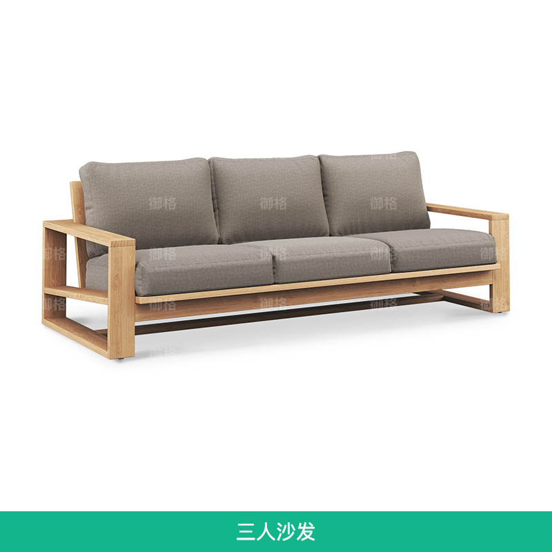Sofá de exterior, madera maciza, patio, jardín, hotel, villa, ocio al aire libre, teca anticorrosión, muebles impermeables y resistentes al sol para exteriores. image 8