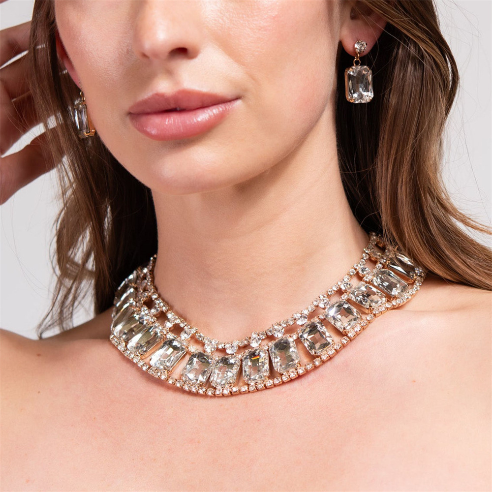 Fashionable shiny necklace and earrings