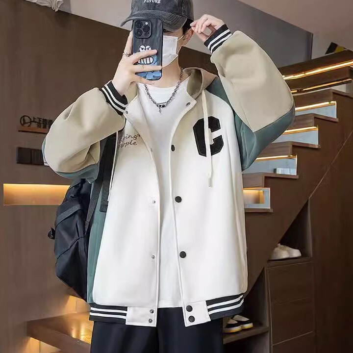 High School Student Sweatshirt Male 16-18 Years Old Spring & Fall Casual Jacket Trendy Brand Handsome Versatile Hooded Baseball Uniform Trend