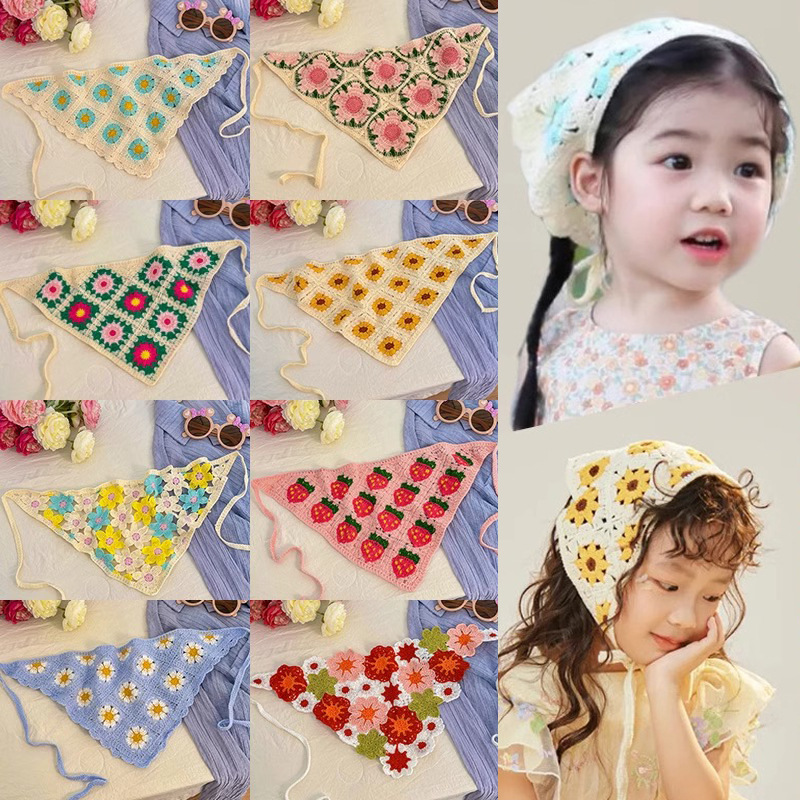 Bandera de cabello turbante en una toalla triangular cubierta de toalla cuadrada sombrero estilo pastoral ornamentación de cabello de playa de mujer correa de cabello de encaje toque