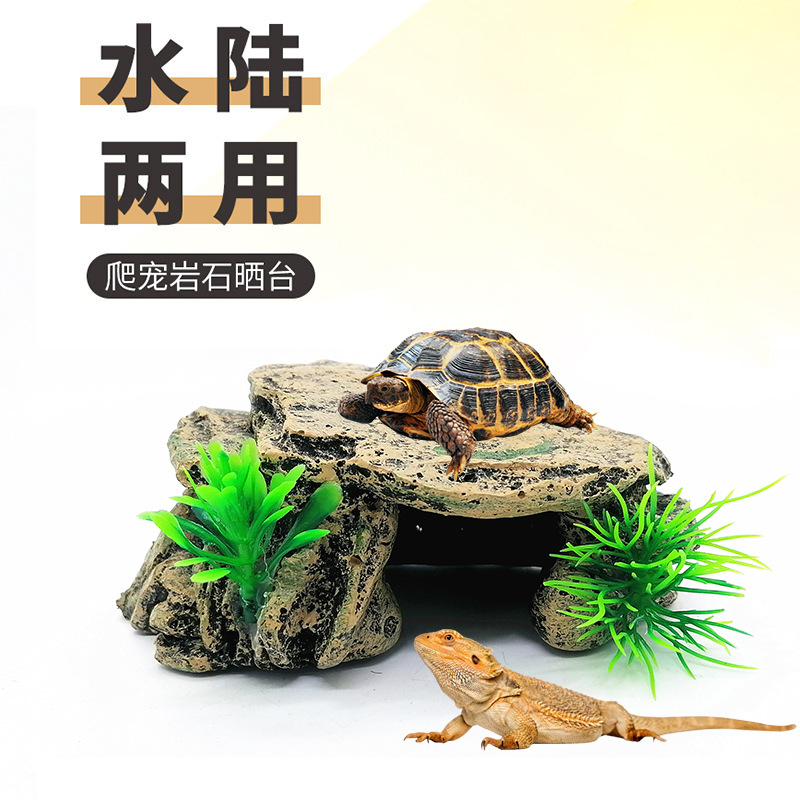 Crawler Fish Tank acuario paisaje decoración resina artesanía simulación secado tortuga tabla agujero coral Buda estatua cactus