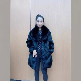New 80cm Long Plus Size Women's Rabbit Fur Fox Fur Collar Jacket Women's Fashion Accessible Luxury Fur Integrated Designer