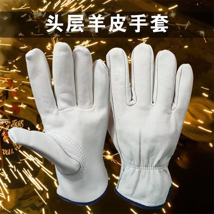 Soldadura de piel de oveja pura soldadura por arco de argón guantes de cuero suave resistente al desgaste transpirable anti-escaldado aislamiento térmico soldador reparación mecánica conductor