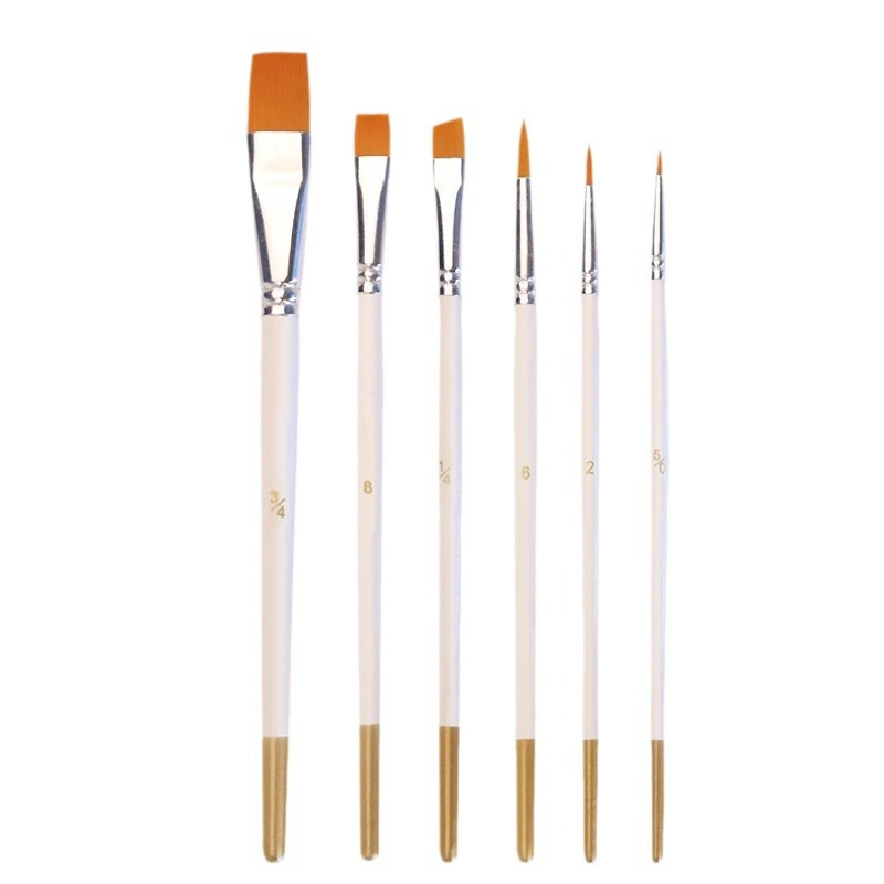 Transfronterizo 6 conjuntos de pinceles de madera de nylon pinturas de arte pinturas de tinta de agua mezcladas pinceles de aceite de acrílico