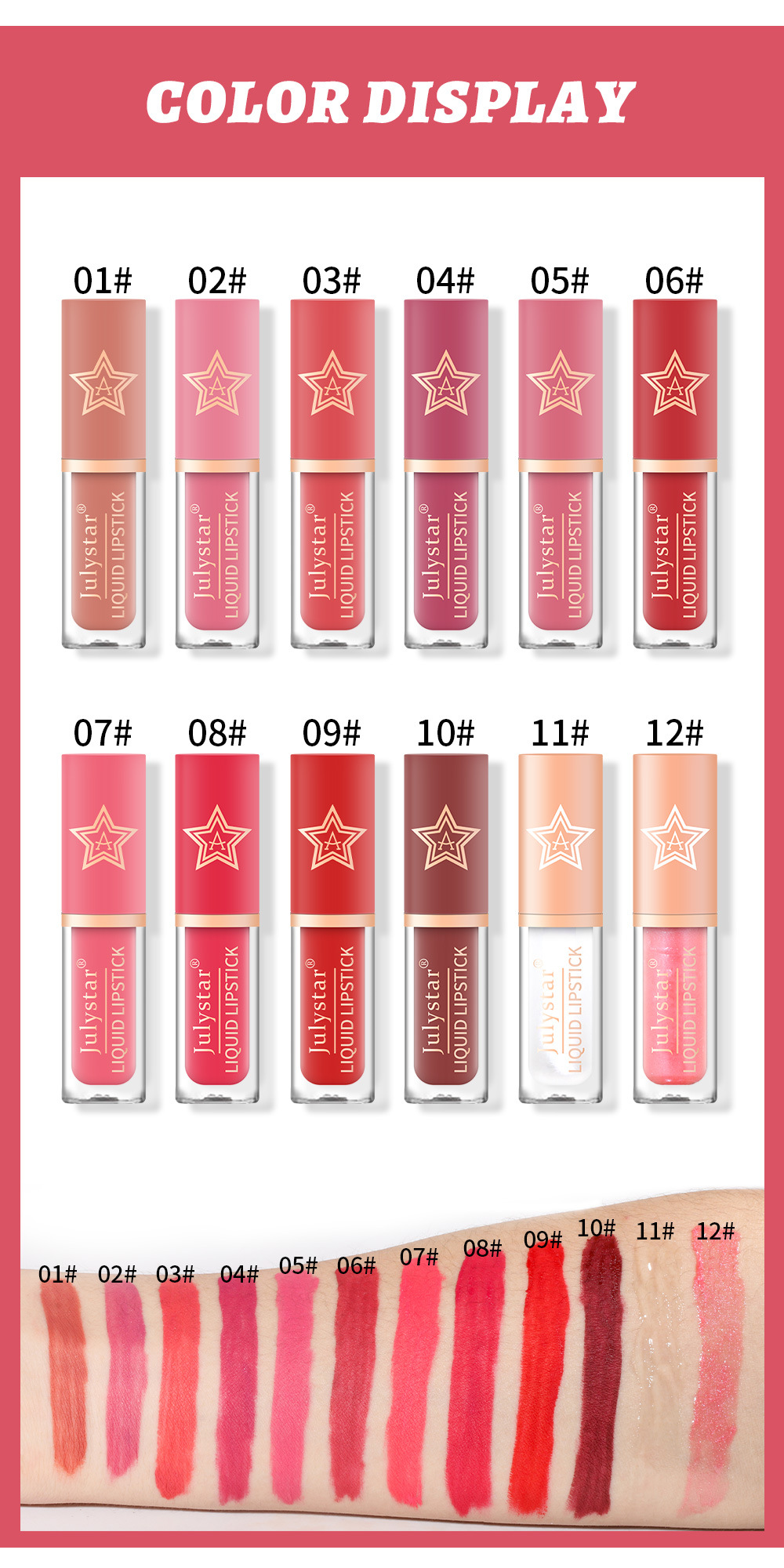 Carina Makeup Matte, verblassende, antihaftbeschichtete Lippenglasur-Box, natürliches, dreidimensionales, feuchtigkeitsspendendes, langanhaltendes Lippenstift-Set_voghion.com