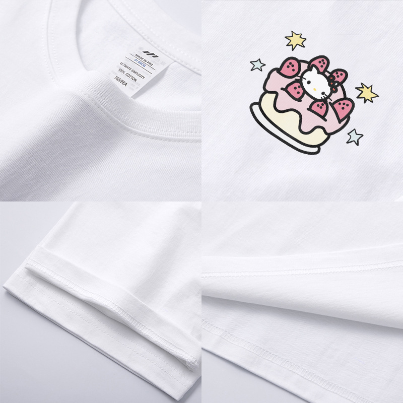 和風九格子猫プリント半袖 Tシャツメンズ純綿夏トップス通勤かわいいレディース Tシャツトレンディなニッチ卸売|undefined