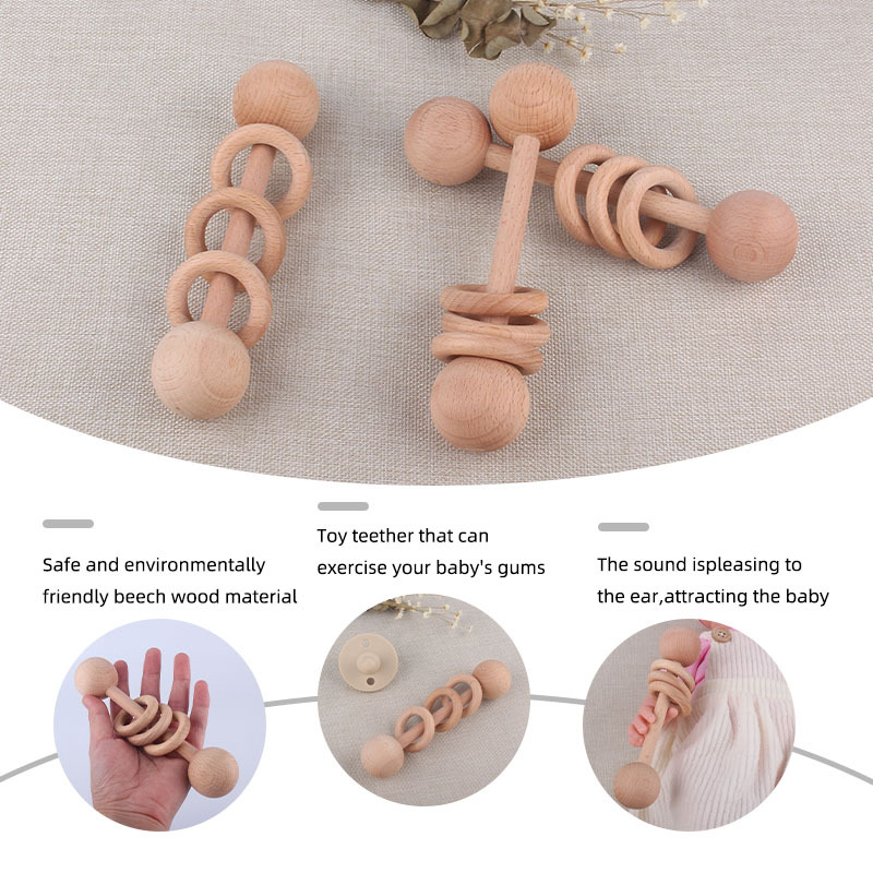 Creative New Beech juguete para niños mordedor infantil ejercicio sonajero de mano bebé interactivo educativo mordedor palo