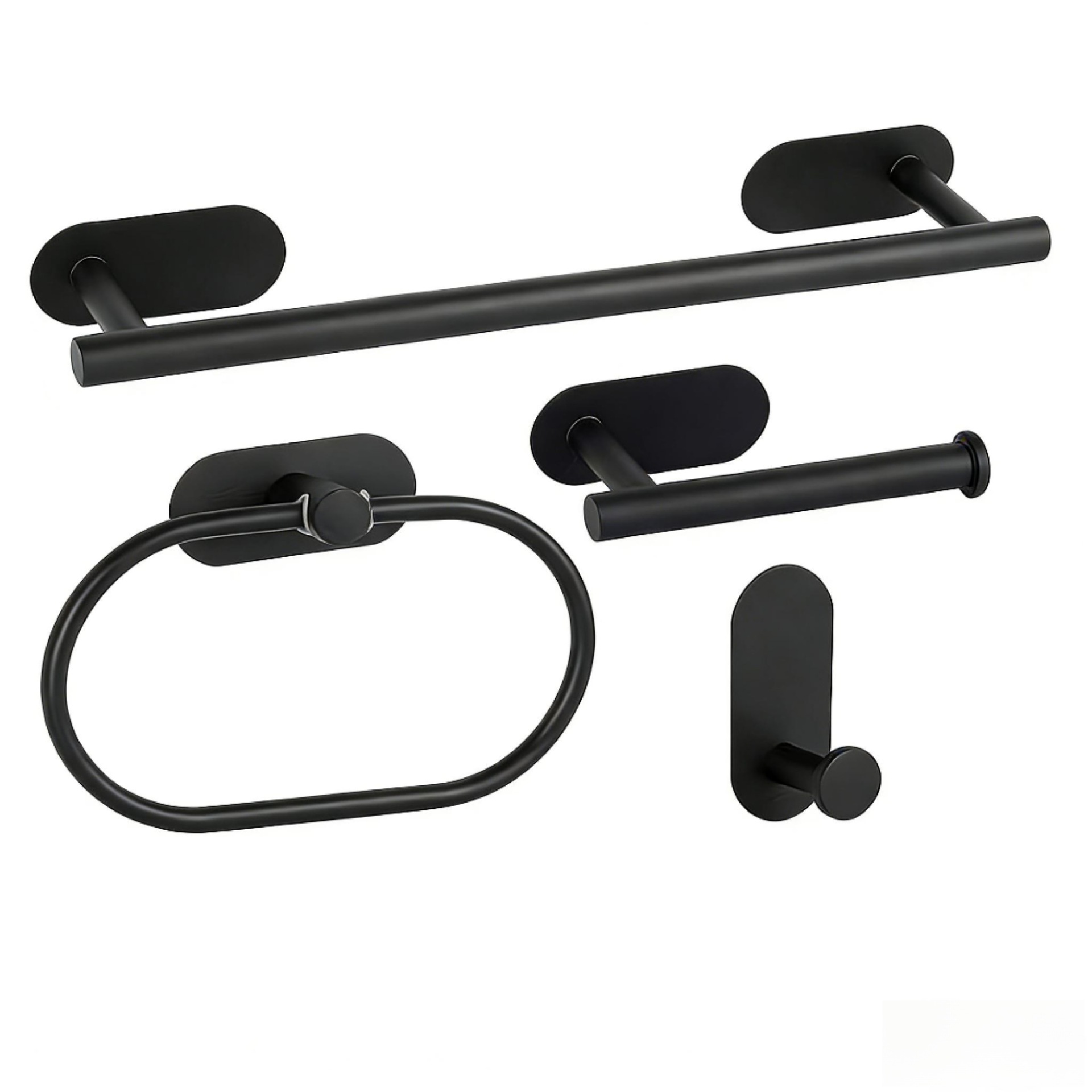 Elíptico sin perforación - Set de cuatro piezas (negro)