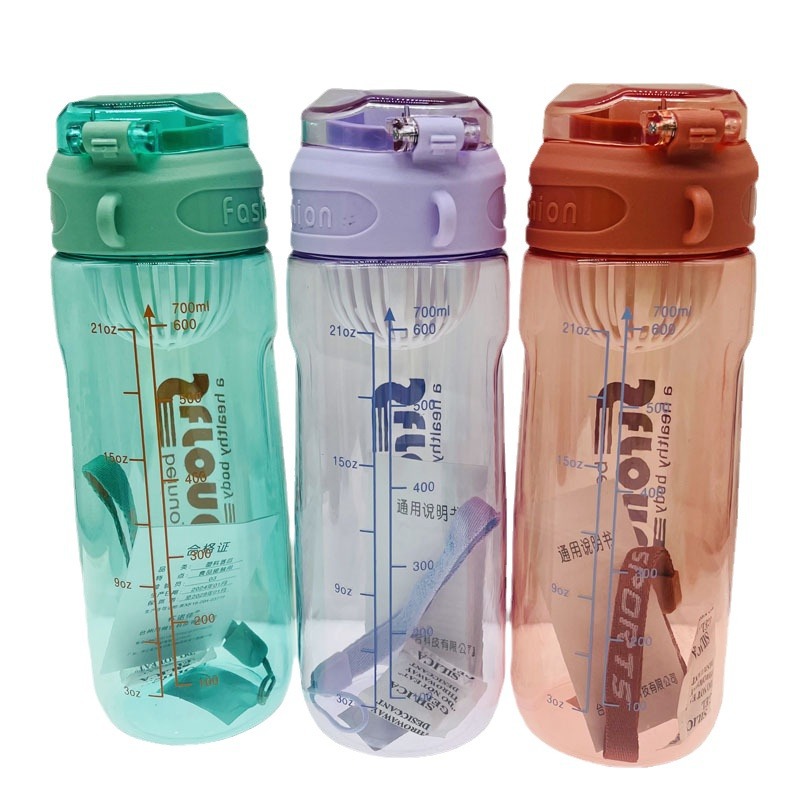 Shanghe bebida directa de gran capacidad deportes taza de agua con escala cuerda portátil tetera compartimiento de té taza de plástico de alto valor de color