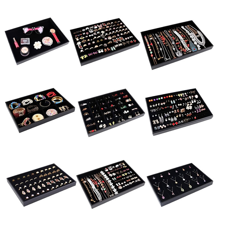 Black Jewelry Display Tray Ring Necklace Bracelet Tray Earrings Earrings Jewelry Display Rack Storage Box Viewing Pallet