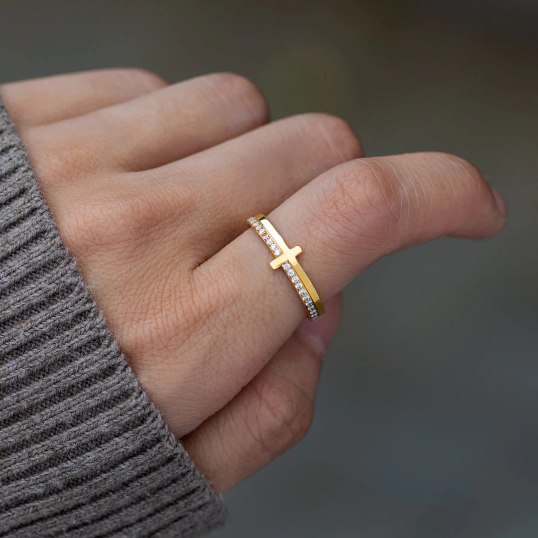 Women's Gender 925 Sterling Silver Geometric Cross Rings