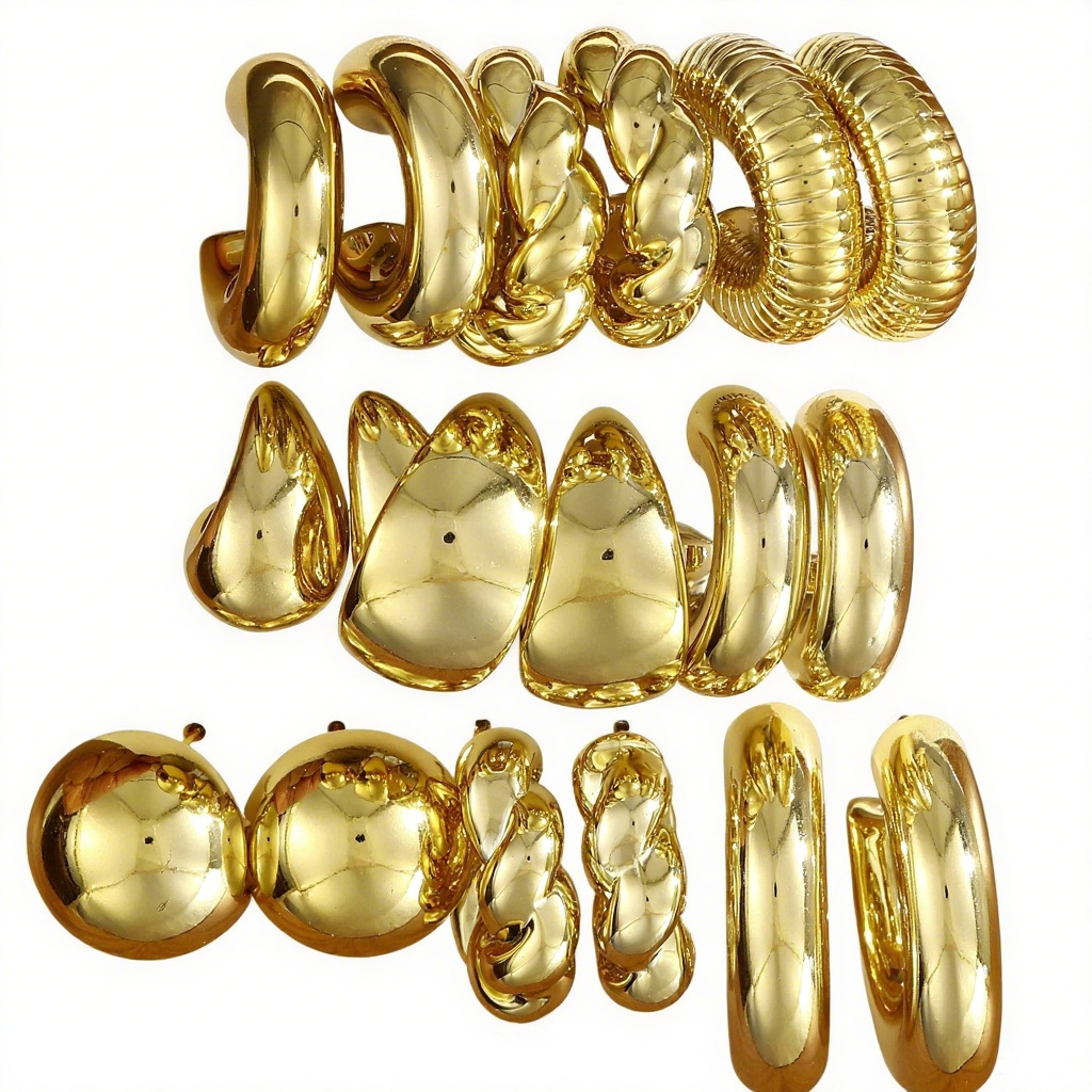 跨境热销耳环套装欧美ins风金属几何麻花耳环组合耳饰earrings