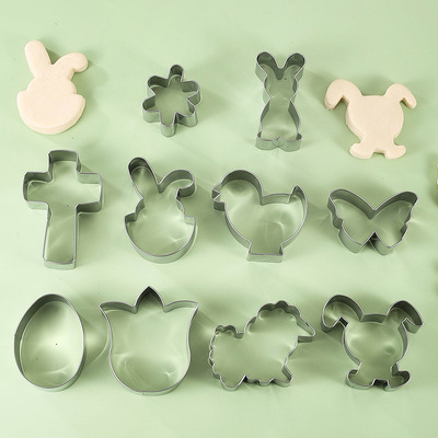 複活節不鏽鋼餅幹模具十字架複活蛋兔子蝴蝶綿陽廚房烘焙工具