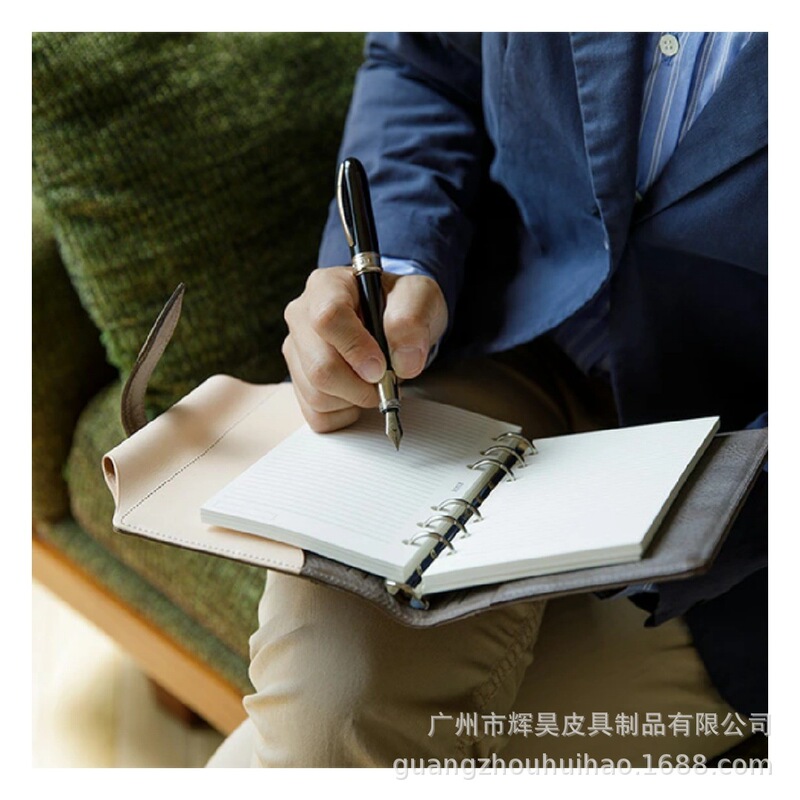 a7雾腊牛皮活页本 复古真皮植鞣a6手帐本活页工作 m5牛皮笔记本|undefined