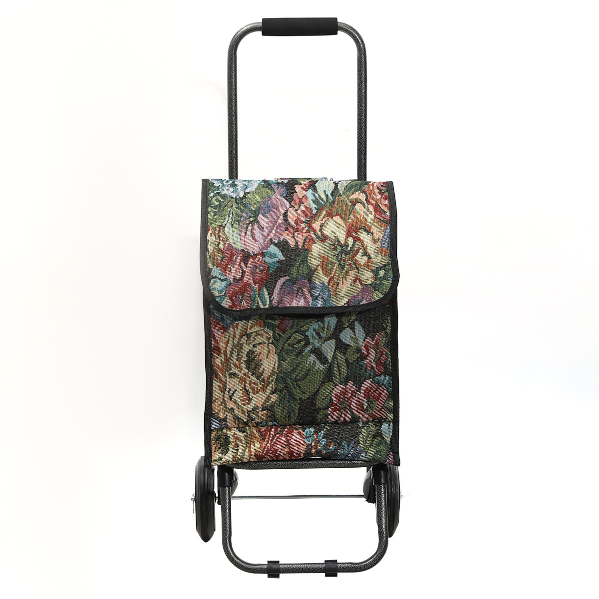 Customized Portable Folding Supermarket Shopping Cart Movable Multi-Function Trolley Steel Pipe Lattice Pattern Trolley