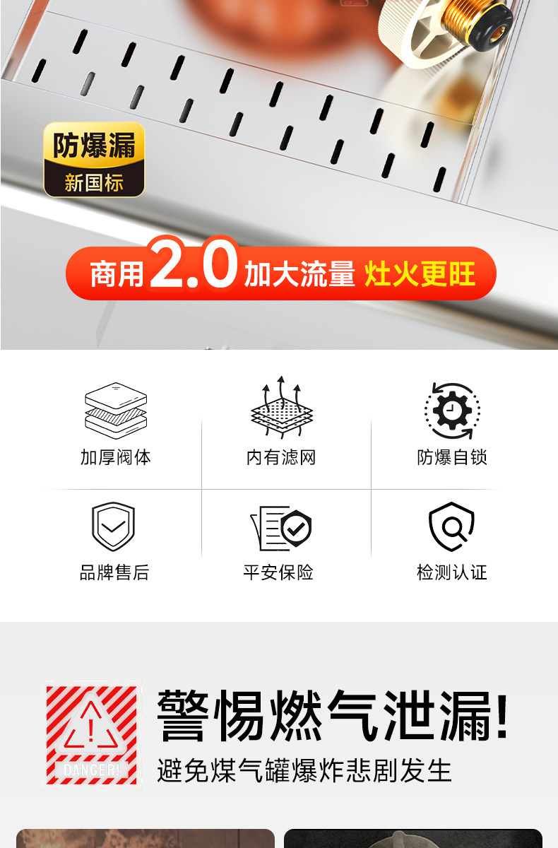 商用煤气液化气天然气低压阀静音餐厅节能猛火灶饭馆专用 双头炒炉