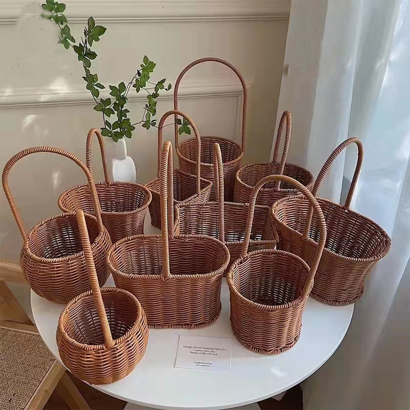 Woven Basket Accompanied Gift Bamboo Basket Portable Flower Arrange Flower Basket Rattan Woven Dried Flower Plastic Basket Handmade Small Flower Basket Woven Basket Accompanied Gift Bamboo Basket Portable Flower Arrange Flower Basket Rattan Woven Dried Flower Plastic Basket Handmade Small Flower Basket