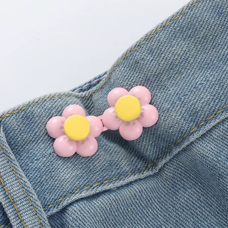Nail-Free Removable Waist Buckle Pair, Flat-Bottom Seamless Buttons for Pants & Skirts, Assorted Designs