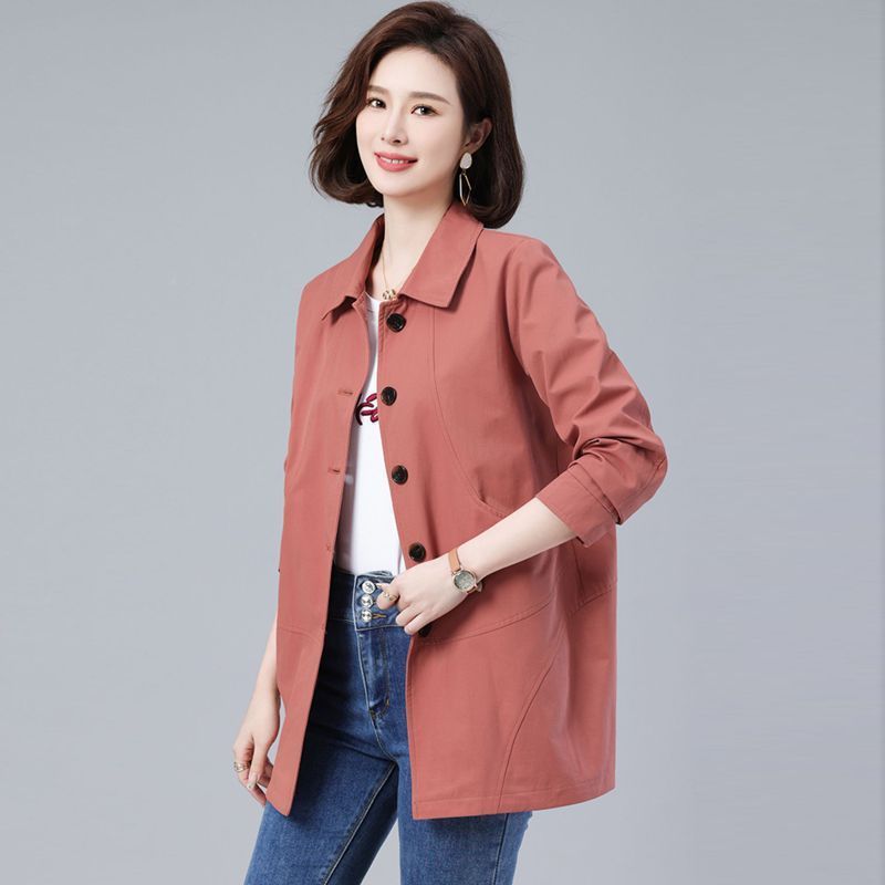 妈妈风衣女春秋中长款2025年新款宽松大码休闲上衣中老年显瘦外套|undefined