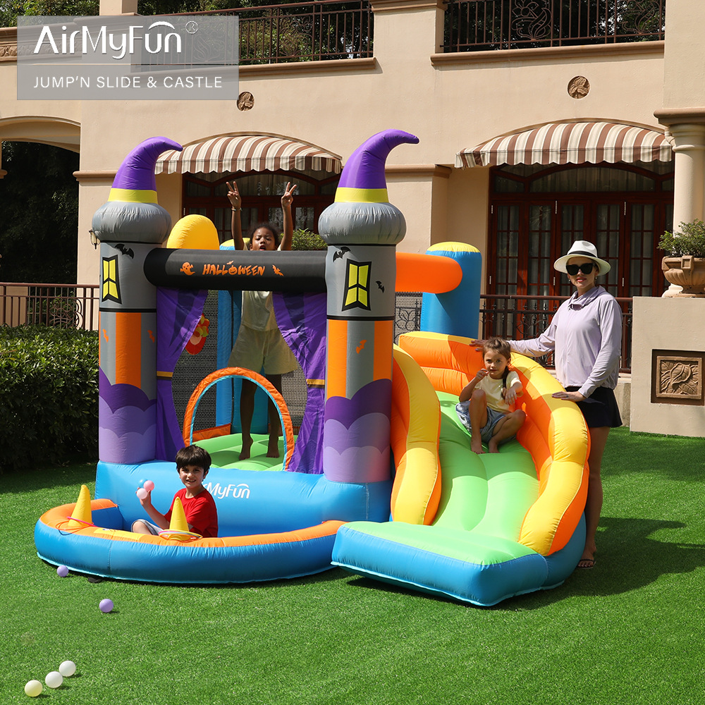 AMF | Castillo inflable para el hogar de Halloween castillo inflable para niños Castillo de fiesta tobogán inflable para niños