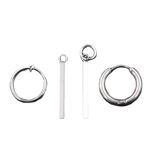 Korean temperament fashion earrings titanium steel one-word personalized circle ear clip ear buckle simple jewelry manufacturer direct sale