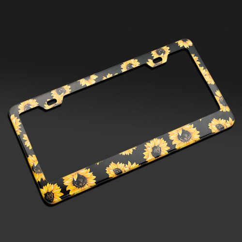 Manufacturer's direct-selling aluminum alloy license plate holder, US standard sunflower license plate frame, license plate frame, license plate holder