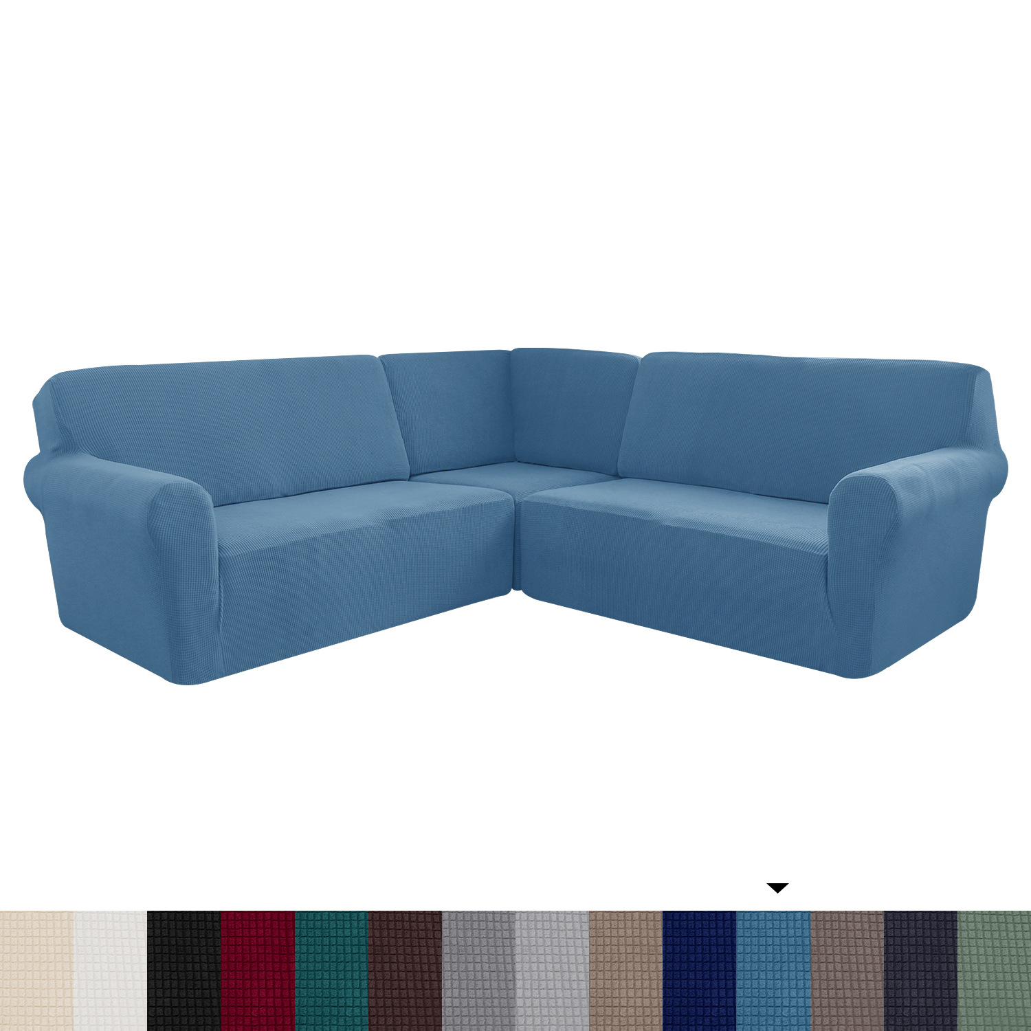 Cross-Border Stretch Pineapple Grid 5-Seater Solid Color Full Coverage Private Seat Party Corner L-Shaped Sofa Cover_voghion.com