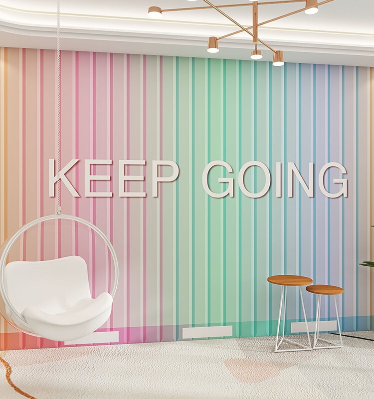 Rainbow Milk Tea Nail Art Clothing Store Background Wall Wallpaper Ins Colorful Gradient Container Internet Celebrity Photo Wallpaper