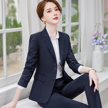藏青色正装女职场套装面试工装职业西装马甲气质工作服秋冬西服春