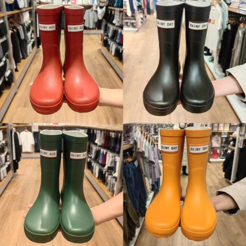 Rainyaug Family Rain Boots Women's Fashionable Rain Boots Boys and Girls Mid-Calf Waterproof Lightweight Water Shoes New Water Boots
