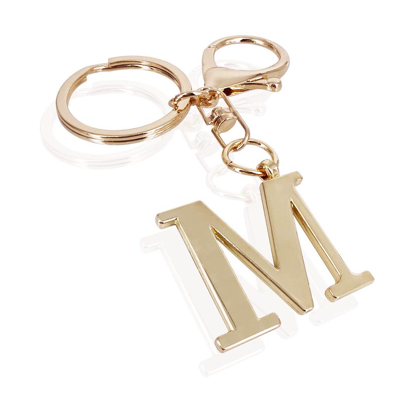 Cross-border golden stainless steel 26 English letters key chain key chain initial modern simple backpack pendant