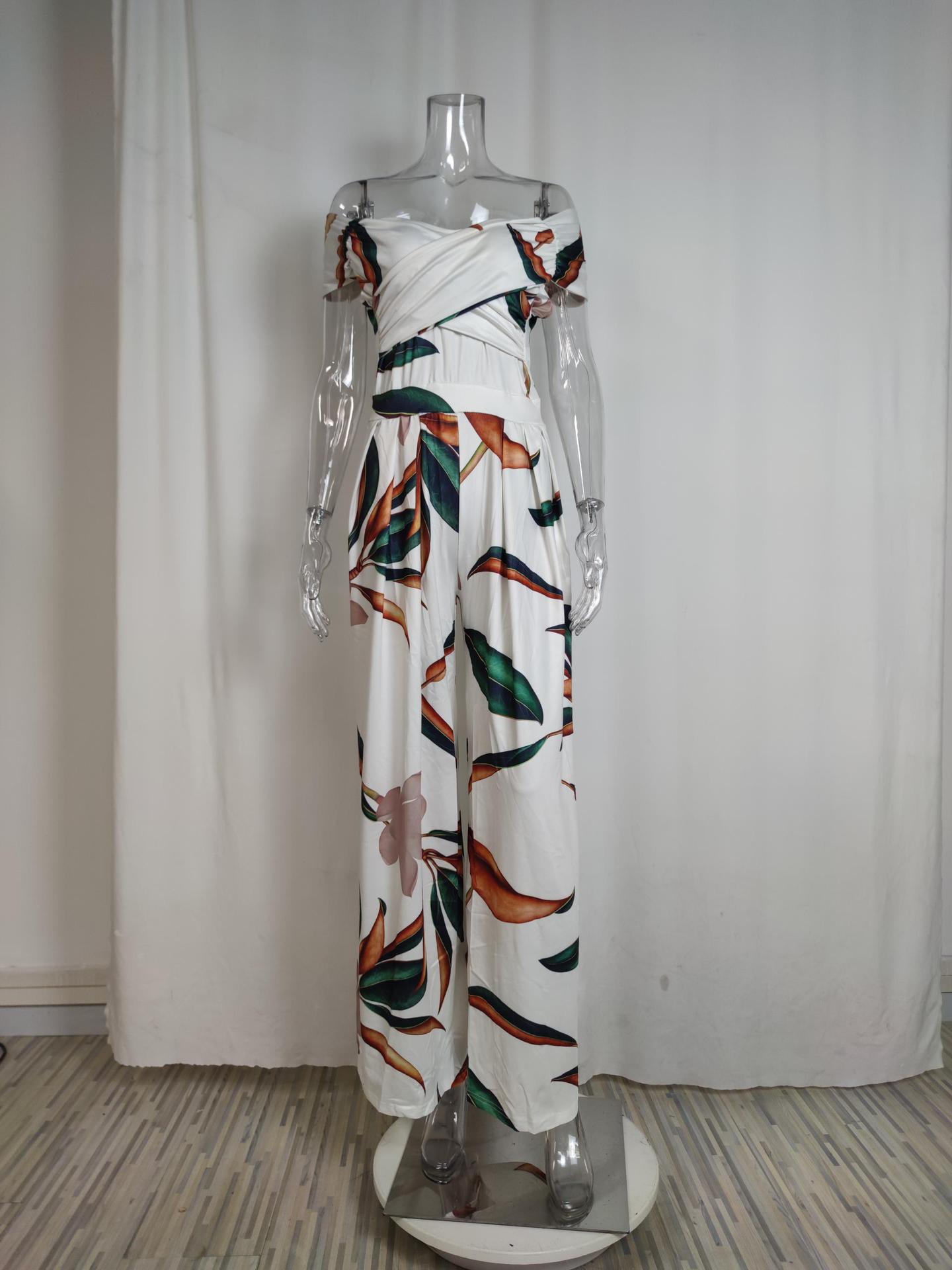 548g Weight Short Sleeve Sleeve Length Full Length Pants Length Polyester Fabric Type Mid Waist Waist Line Jumpsuits Pants Type Micro-Elastic Elasticity Holiday, Beach Occasion Loose Fit Type Printing, Stripe Pattern Summer Season Women's Gender Printing Design Vacation Style Women's Holiday Beach Vacation Printing Stripe Full Length Printing Jumpsuits 6