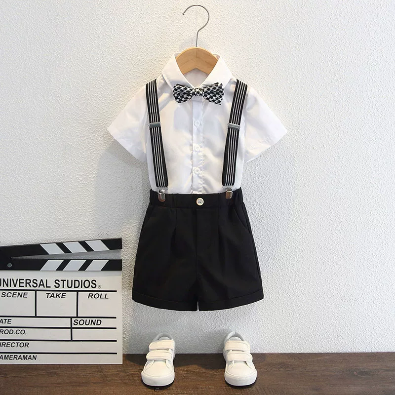 Flower boy costume for early age, long-sleeve, overall, trousers, classic suit jacket for boys, British style