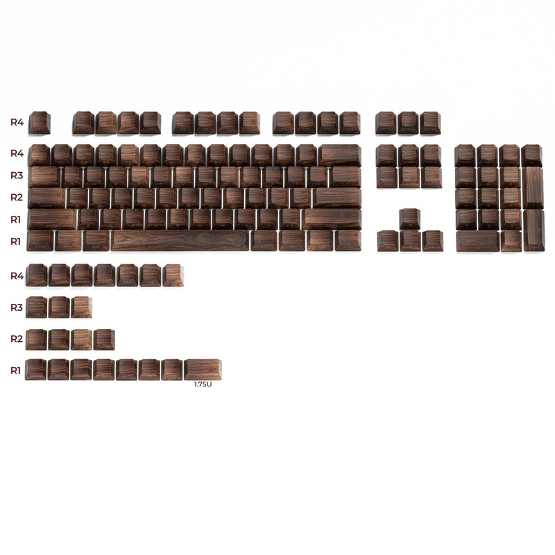 XVX walnut wood grain original factory highly side engraved light transmission PBT creative personality five-sided sublimation customized keycap