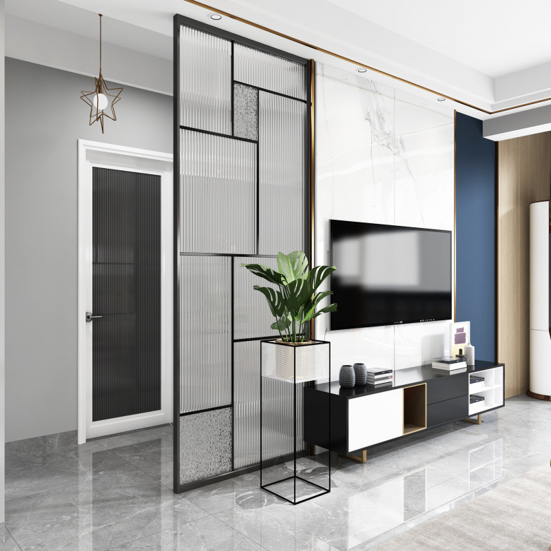 Scandinavian Accessible Luxury Entry Partition Glass Home Living Room Decoration Tempered Glass Entrance Washstand Art Screen