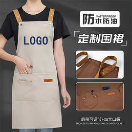 围裙定制防水防油新款网红工作服耐脏家用厨房印字广告礼品亚马逊