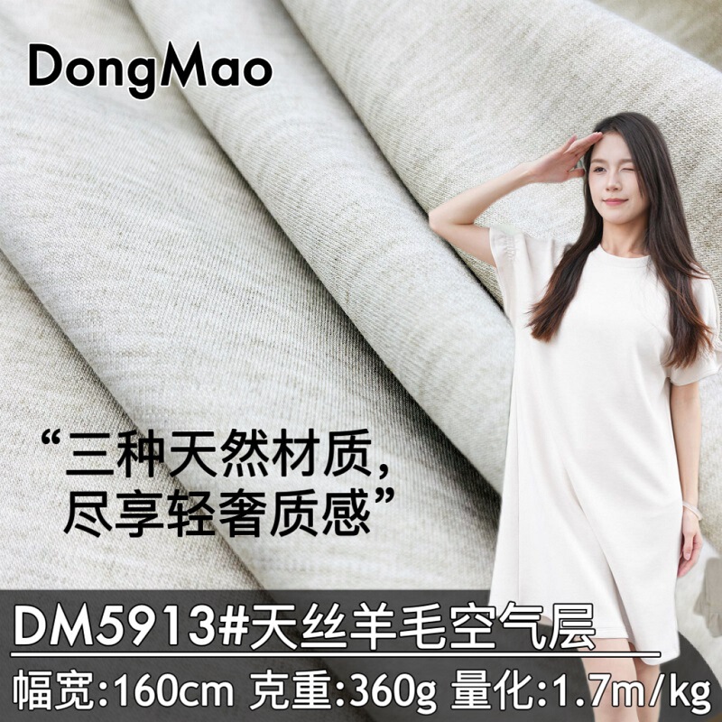 Lyocell Tencel Wool Naia Acetate Air Layer Fabric 360g Knitted Casual Suit Sweatshirt Fabric