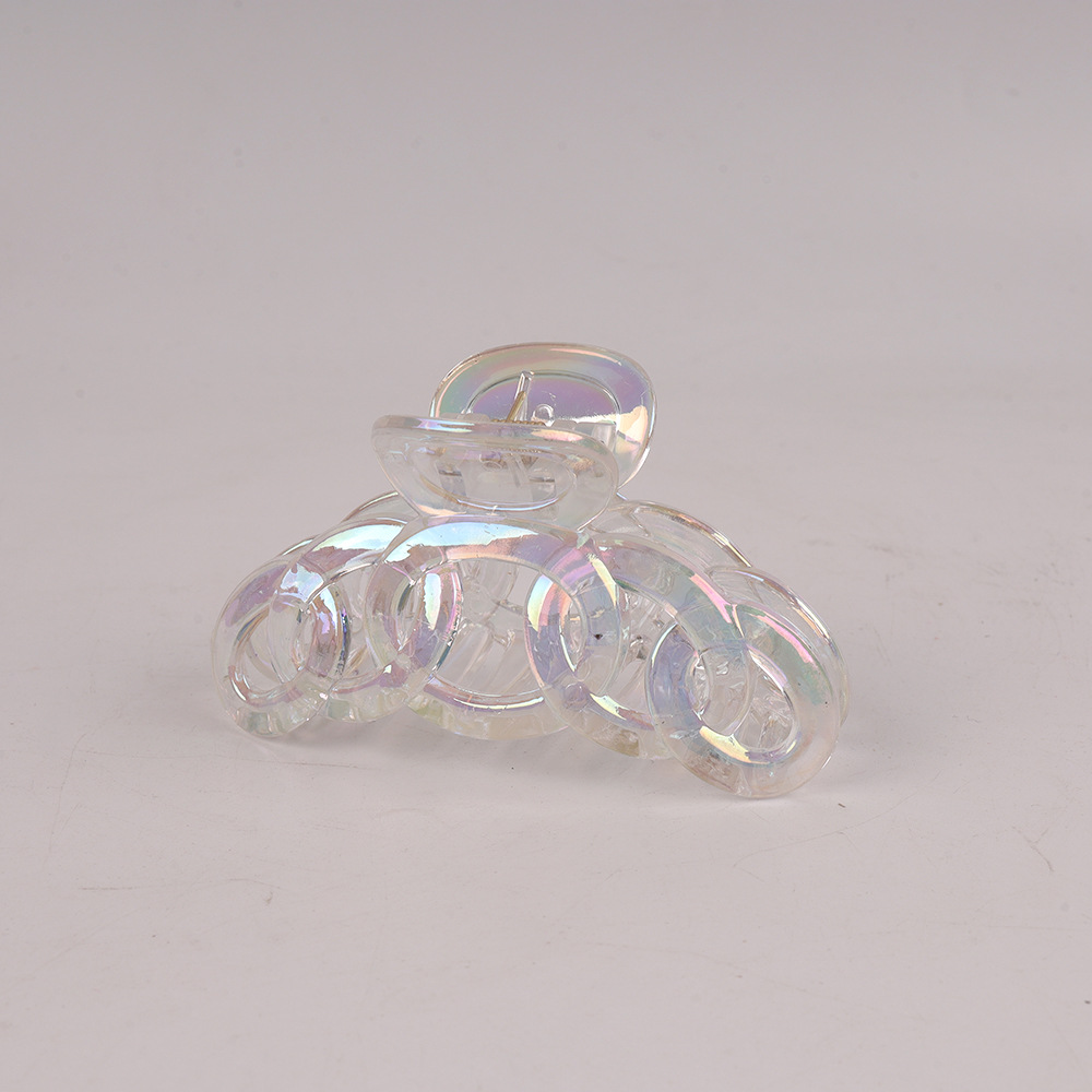 智贝SKU图_5韩国ins夏季人鱼姬镭射抓夹简约透明大号