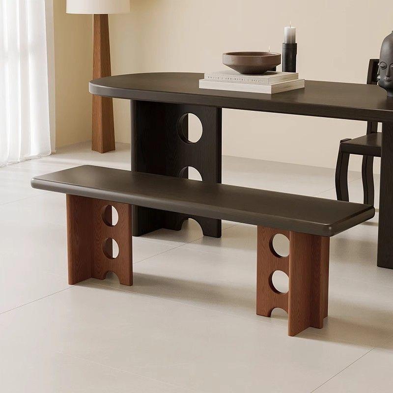 Vintage-Style Solid Wood Stool Designer Retro-Style Bed-End Bench for Changing Shoes, Dining, Bedroom, and Wearing Shoes, Solid Wood Long Bench