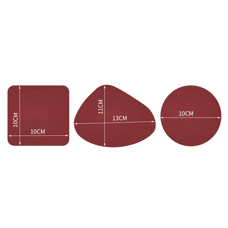 Coaster de cuero pvc aislamiento térmico antideslizante estera de comedor casa estera decorativa redonda forma de gota cuadrada se puede fijar forma